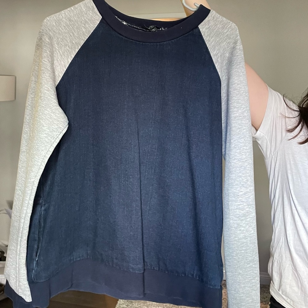 Denim Topshop Crewneck with Grey Accents